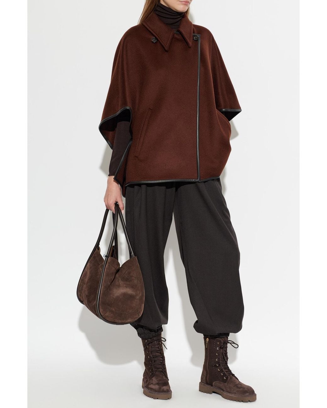 Max Mara Brown Cashmere Cape Coat 'Gentile'