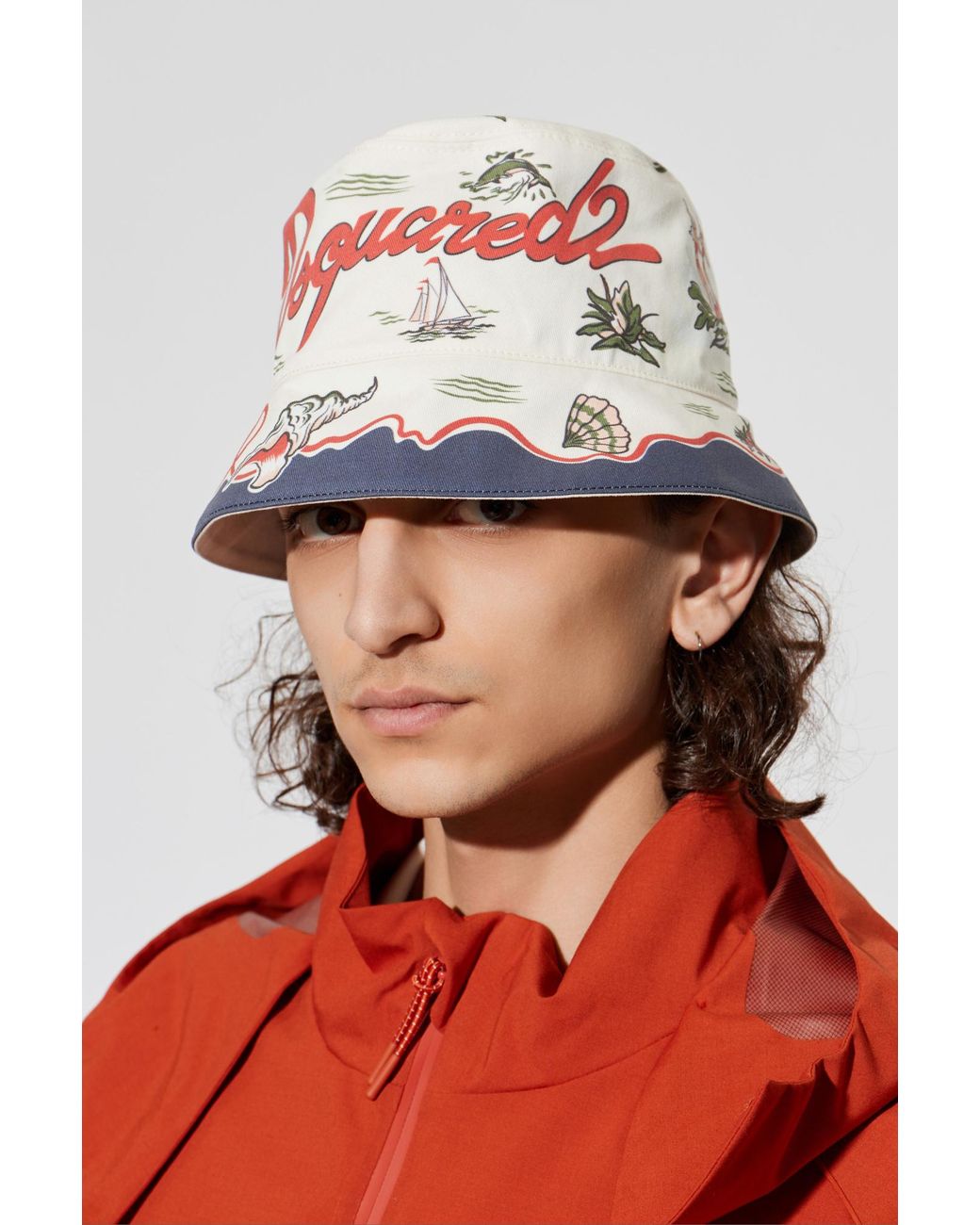 DSquared² Red Hat With Print for men