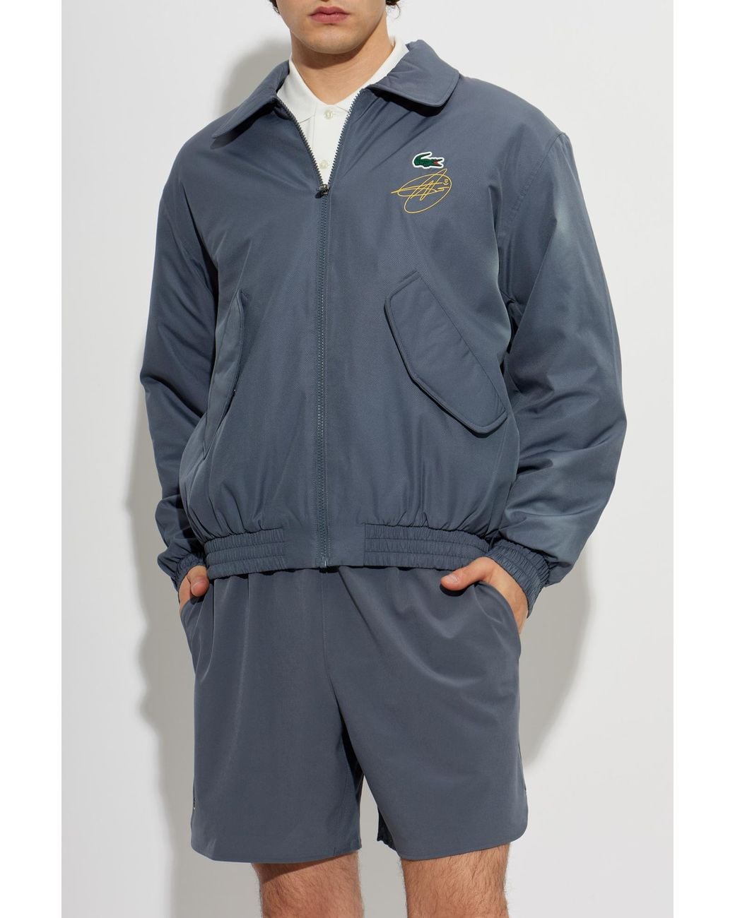 Lacoste Blue Quilted Jacket With Logo Patch for men