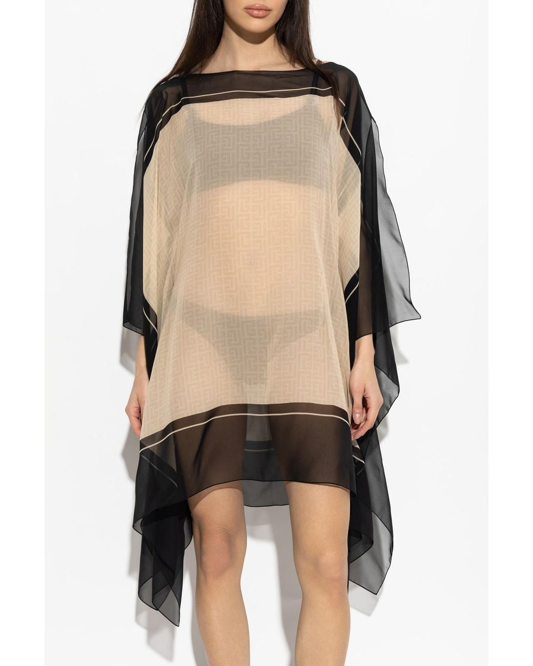 Balmain Black Silk Poncho