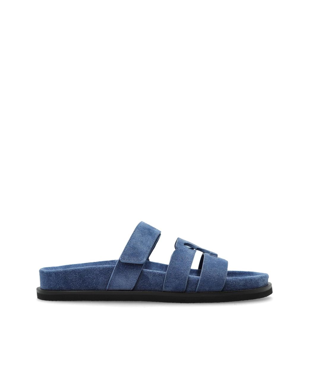 Tory Burch Blue Suede Slides "Ines"