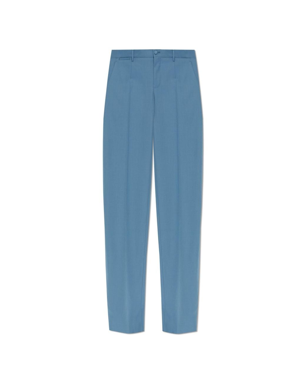 Dolce & Gabbana Blue Wool Pleated Trousers for men