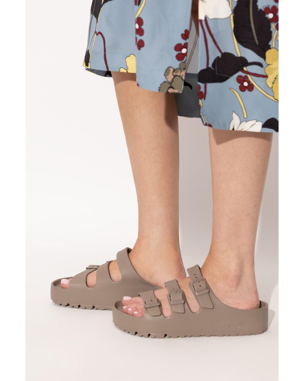 Birkenstock Brown Platform Slides "Florida Iii"