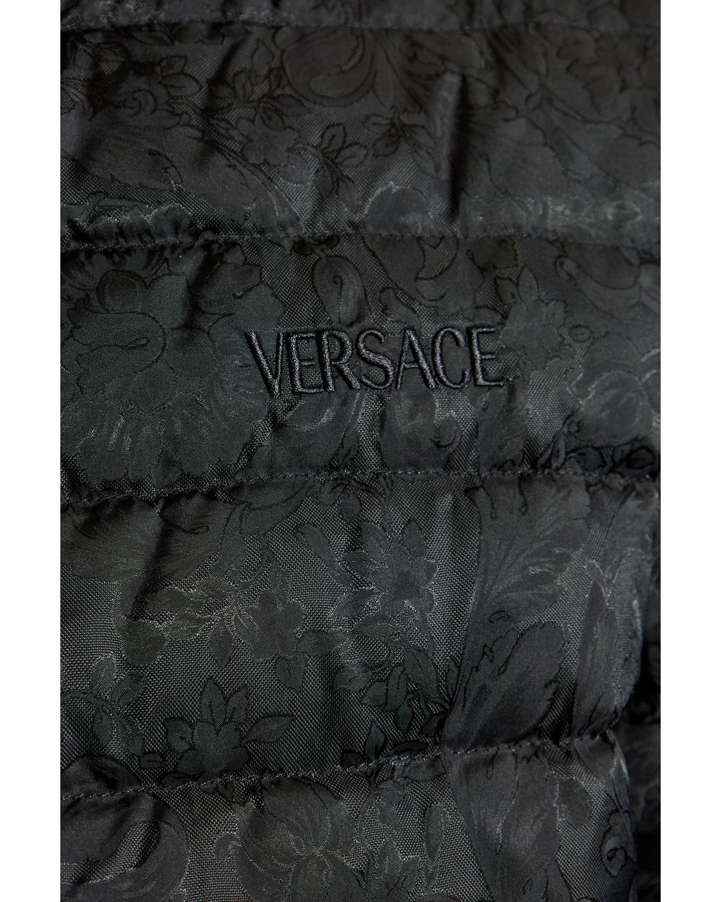 Versace Black Down Jacket With Stand-Up Collar for men