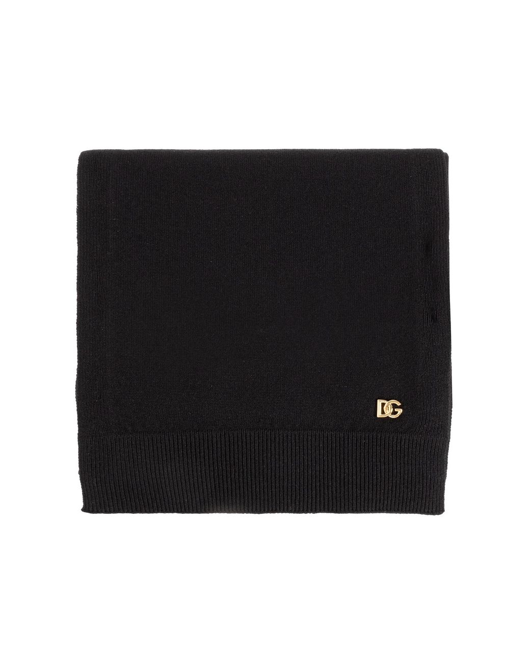 Dolce & Gabbana Black Cashmere Scarf With Appliqué