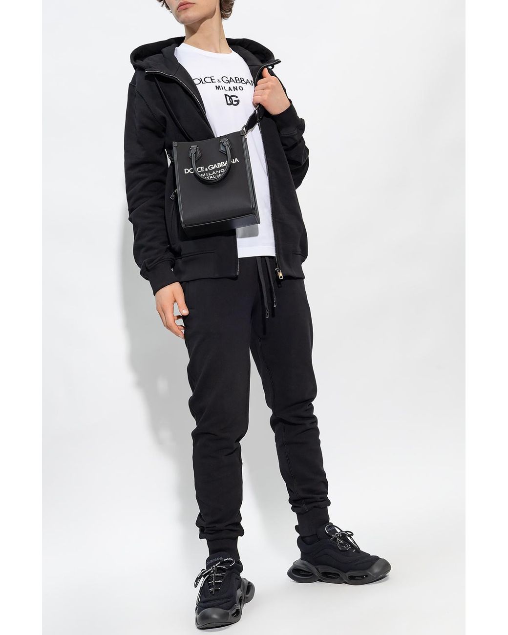 Dolce & Gabbana Blue Hoodie With Logo for men