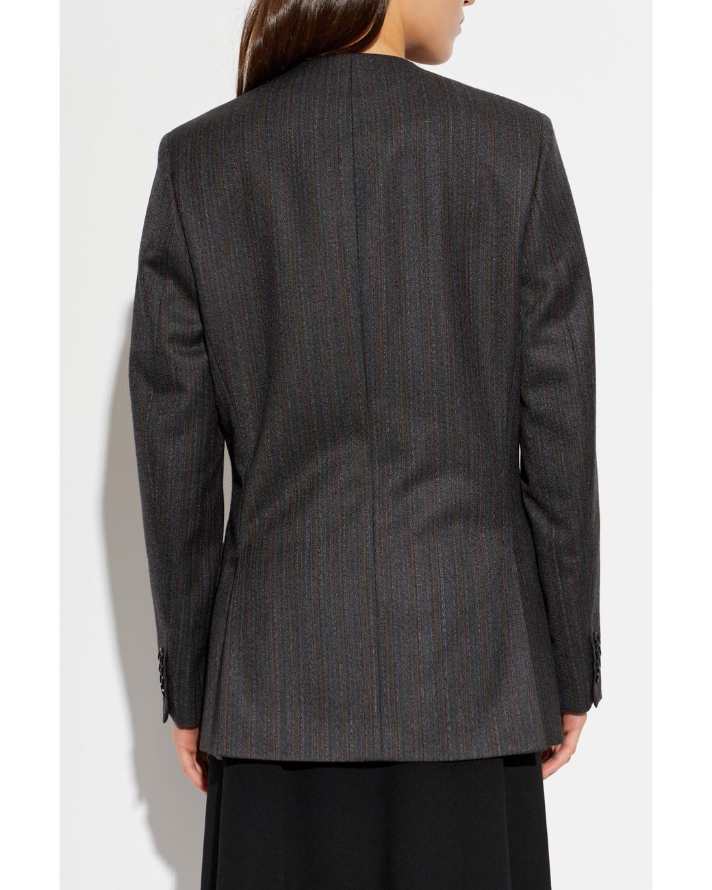 Jil Sander Black Herringbone Pattern Blazer