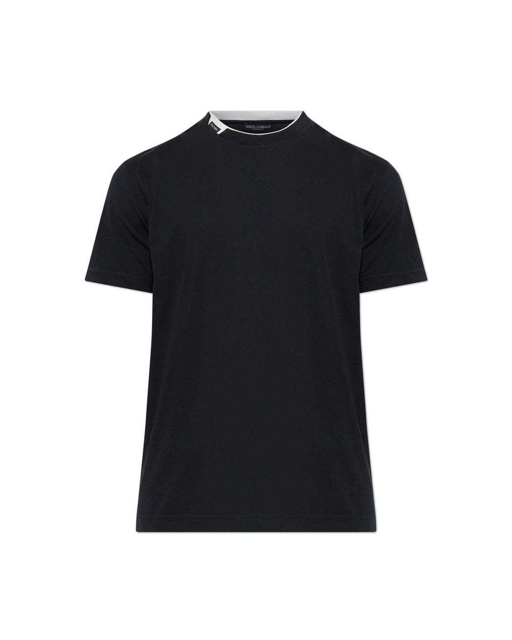 Dolce & Gabbana Black T-Shirt With Logo Patch for men