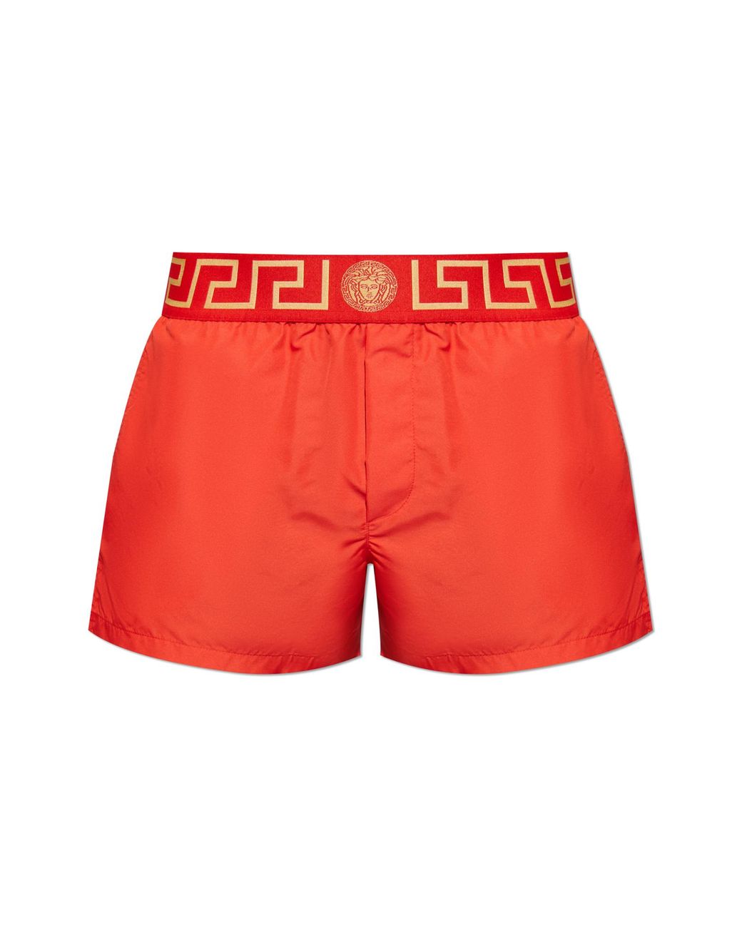 Versace Red Swim Shorts With Logo for men