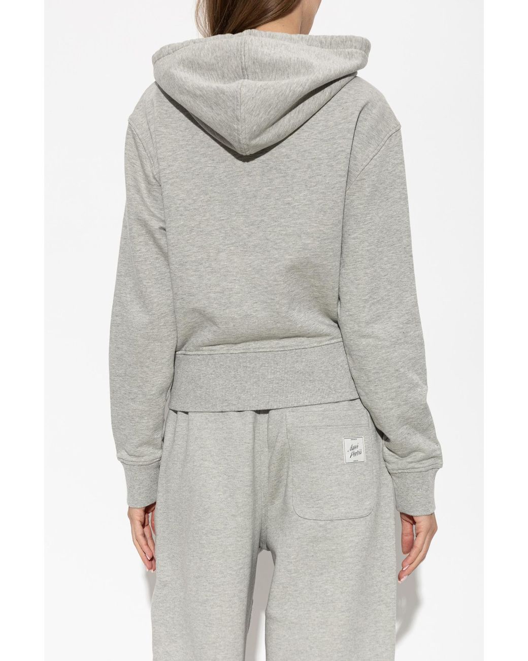 AMI Gray Cotton Sweatshirt With Embroidered Logo