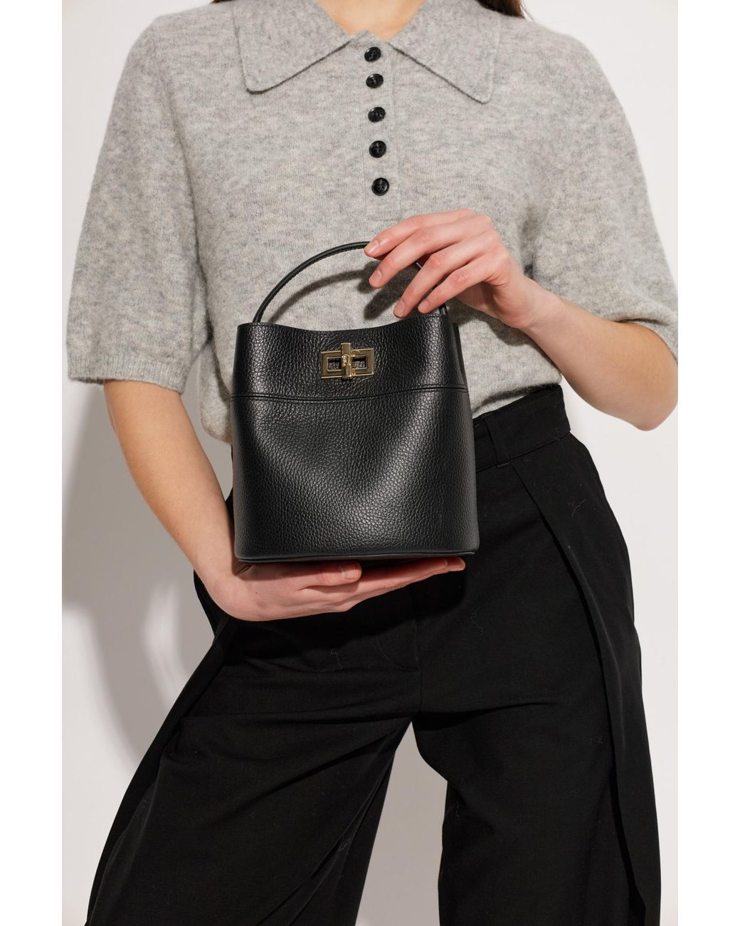 Furla Black "Amelia Mini" Bucket Handbag