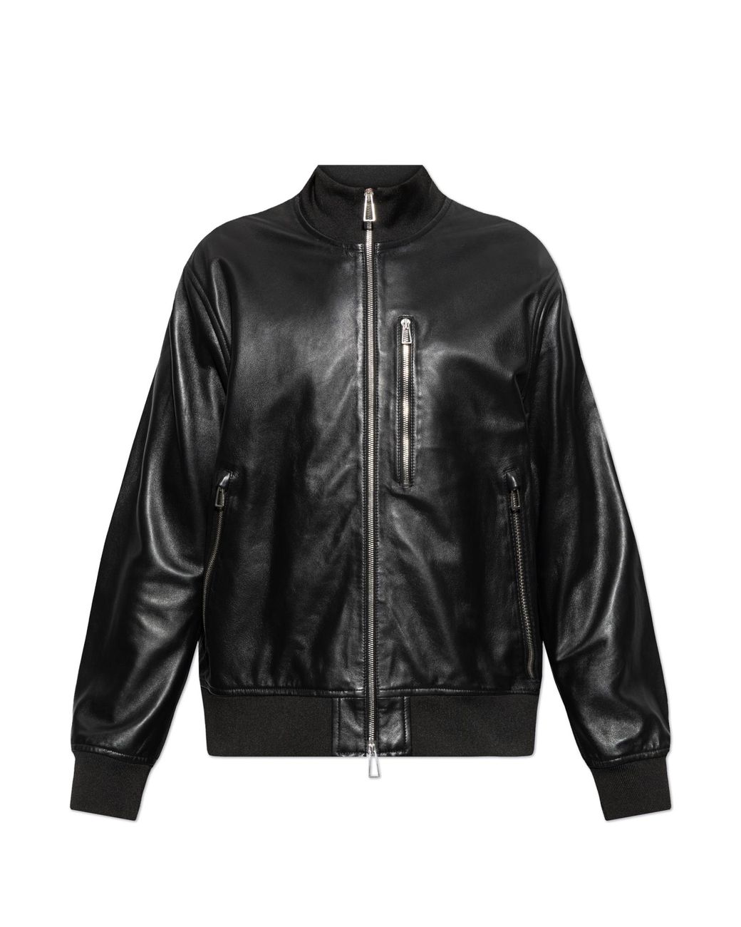 Paul Smith Leather 'Bomber' Jacket in Black for Men | Lyst