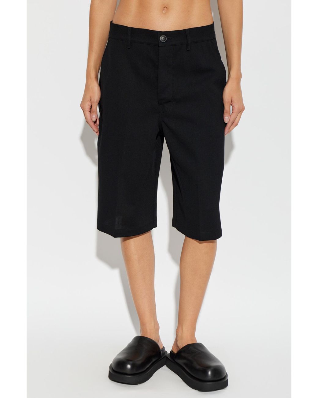 Rick Owens Black Wool Shorts