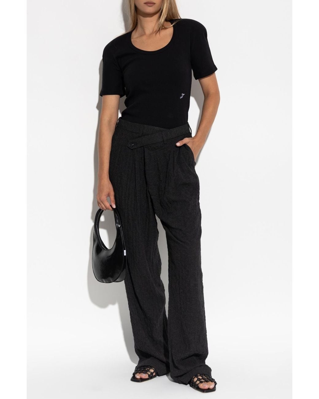 R13 Black Trousers With Wool Trim