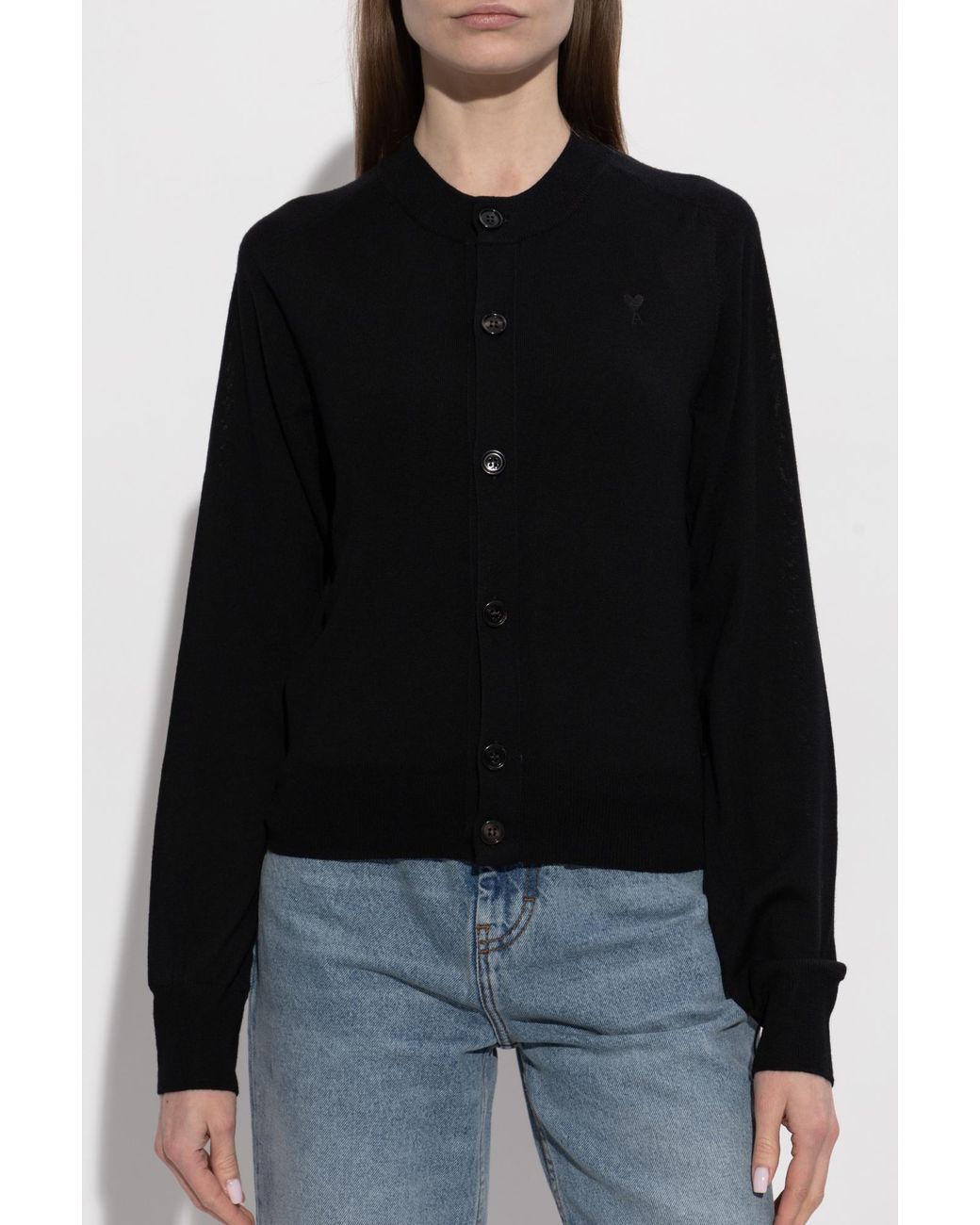 AMI Black Wool Cardigan