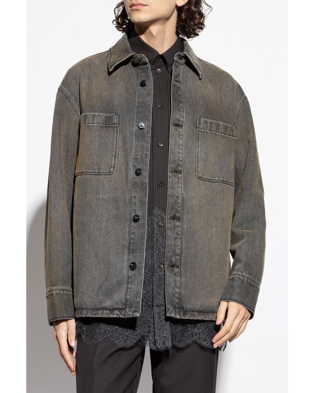 Fendi Gray Denim Jacket With 'Vintage' Effect for men