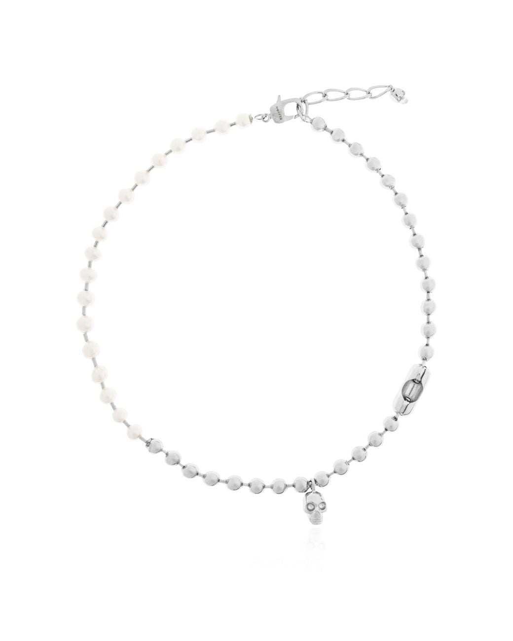 McQueen White Brass Necklace for men