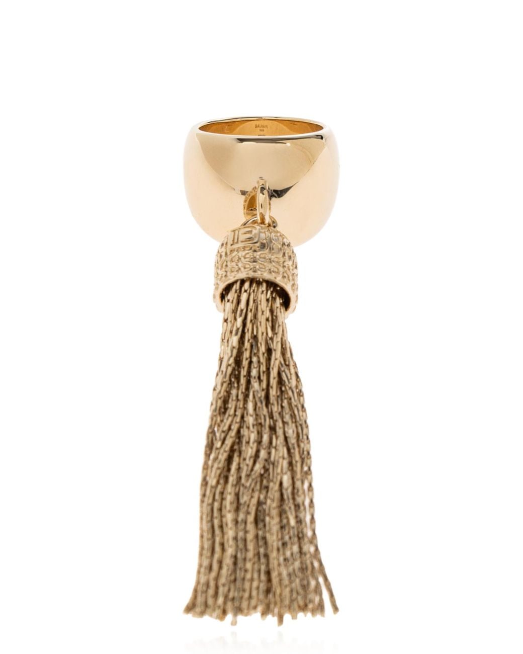 Balmain Metallic Brass Ring With A Dangling Charm