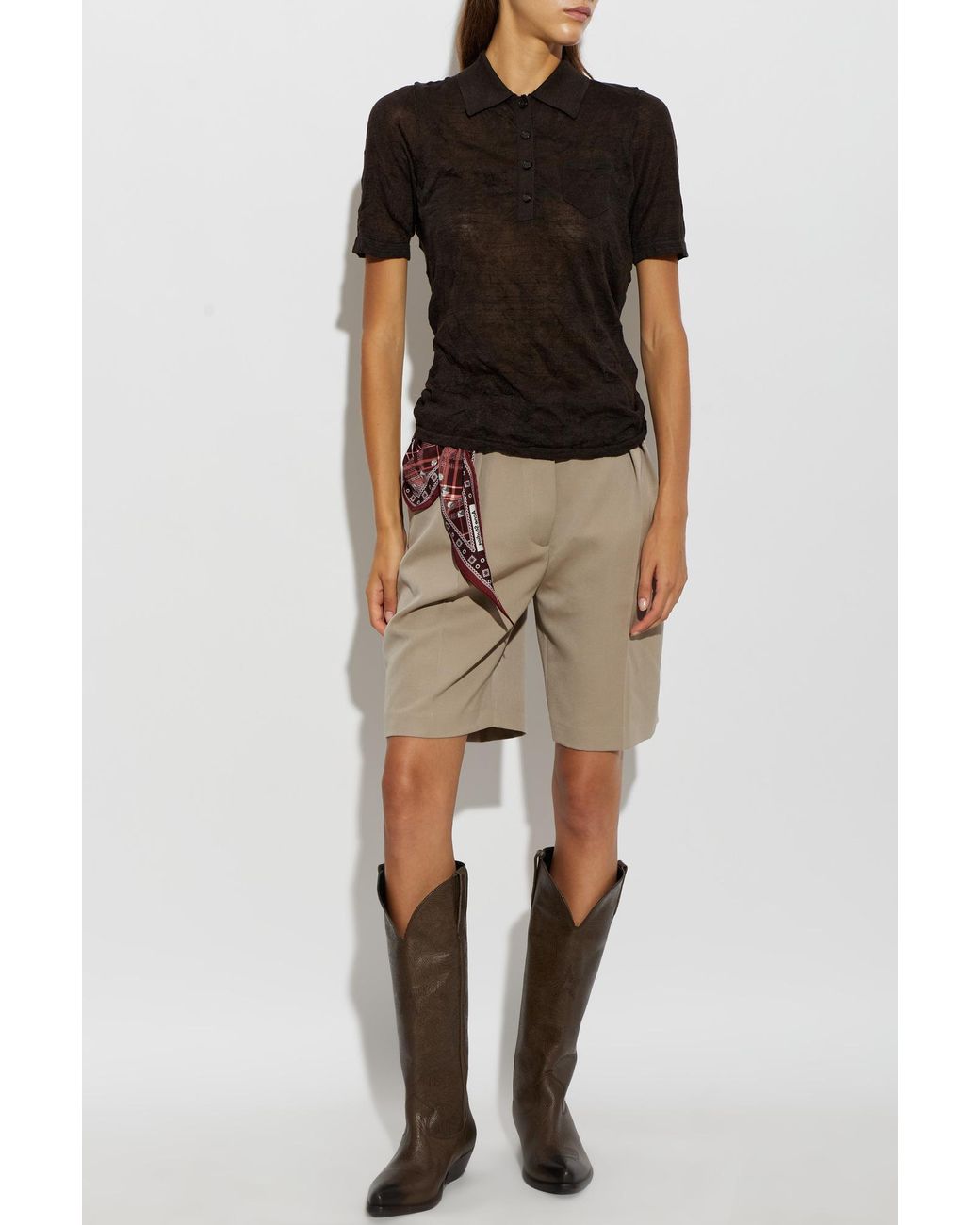 Acne Black Silk Polo Shirt With Pocket