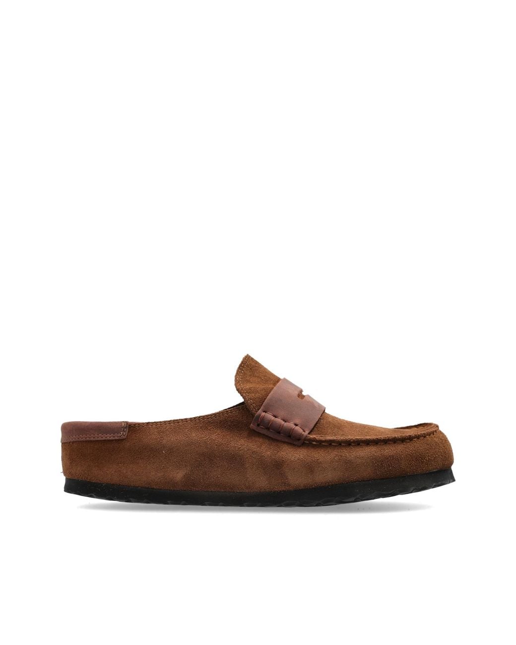 Birkenstock Brown 'Naples Wrapped Double Stitch' Slides for men