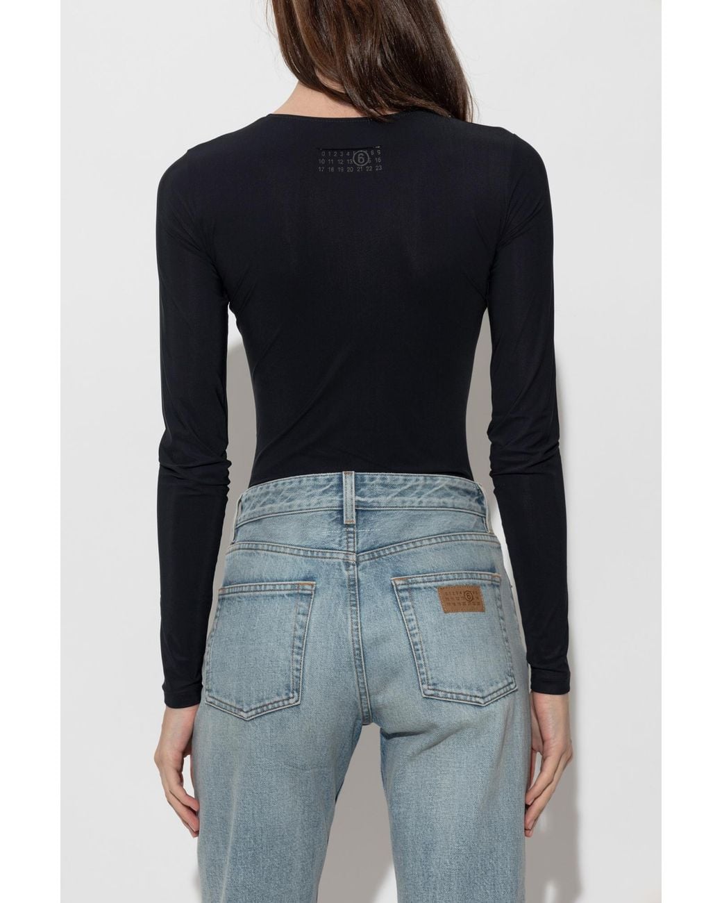 MM6 by Maison Margiela Black Long-Sleeve Bodysuit