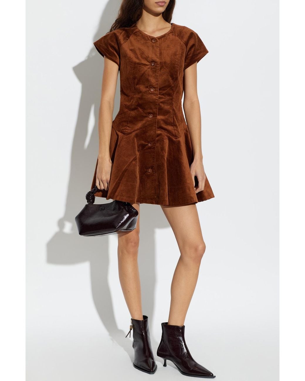 Ganni Brown Corduroy Dress