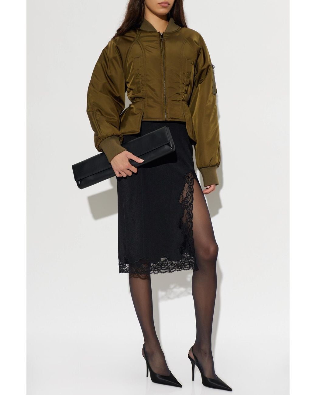 Balmain Green Bomber Jacket With Basque