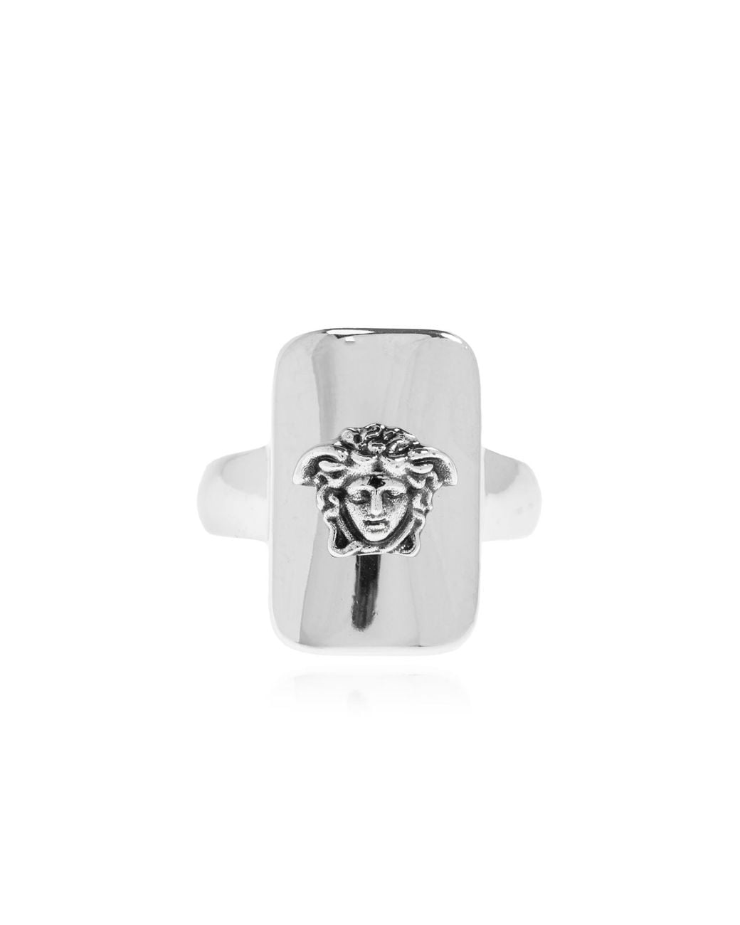 Versace White Signet Ring With Medusa's Head for men