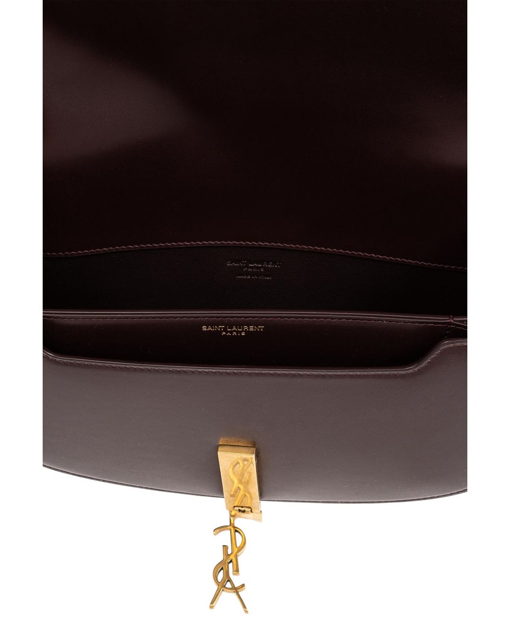 Saint Laurent Calfskin Voltaire Top-Handle Bag in Brown
