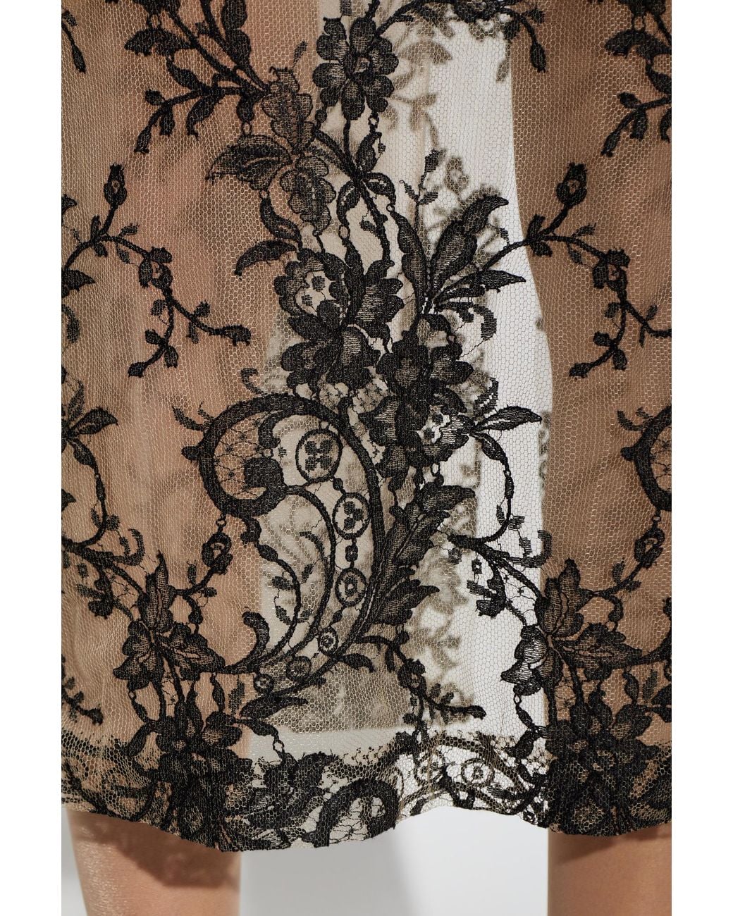 The Mannei Natural Lace Midi Skirt With Back Slit