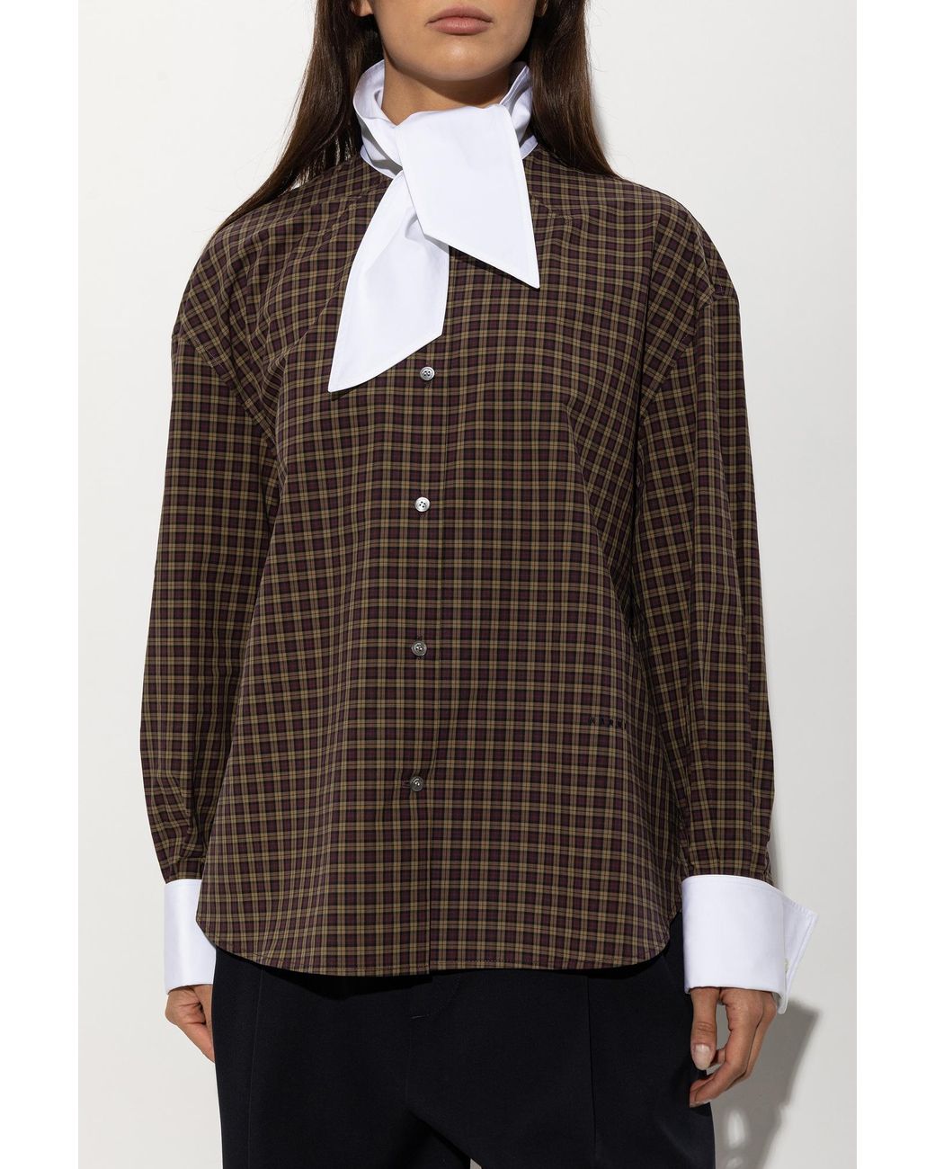 Marni Brown Long Collar Shirt
