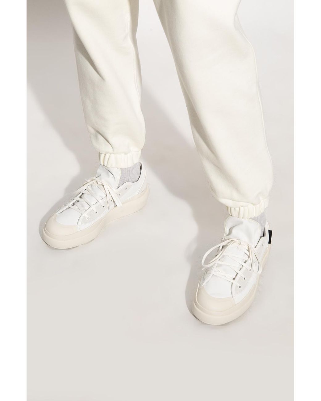 Y-3 Leather 'ajatu Court Low' Sneakers in White for Men | Lyst