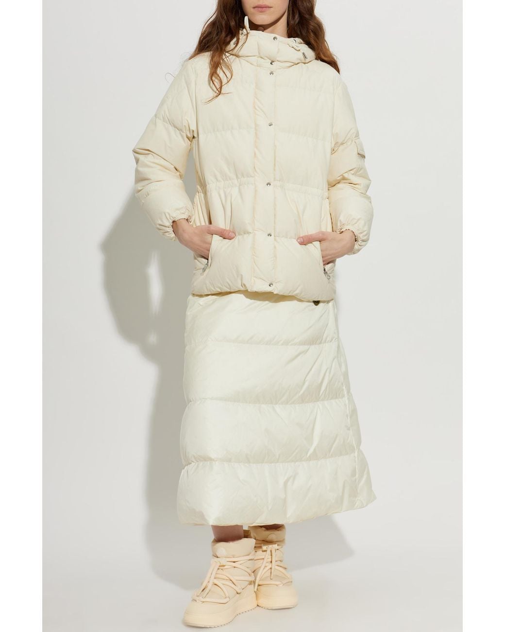 Moncler White Reversible Quilted Midi Skirt