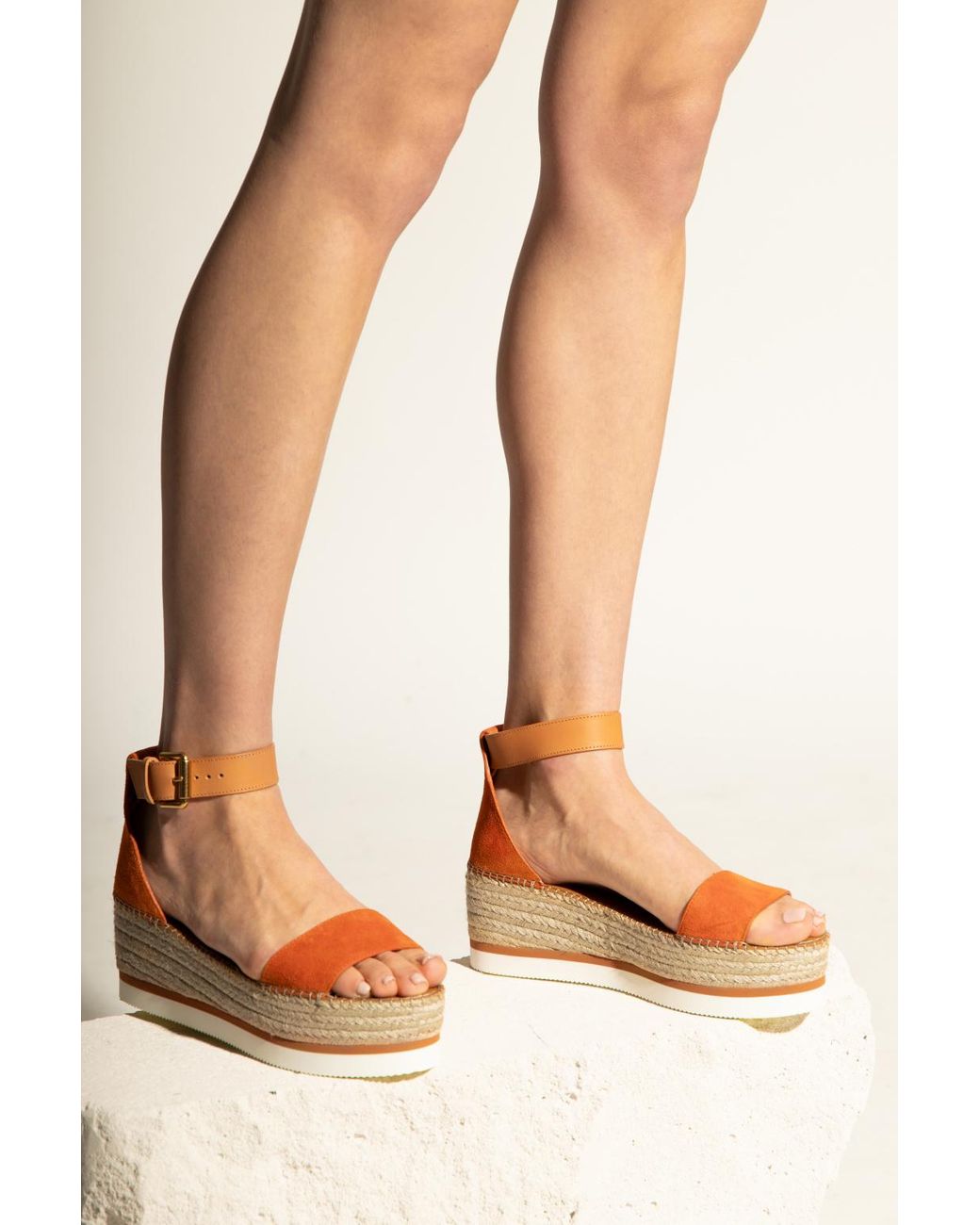 See By Chloé 'glyn' Platform Sandals in Orange | Lyst