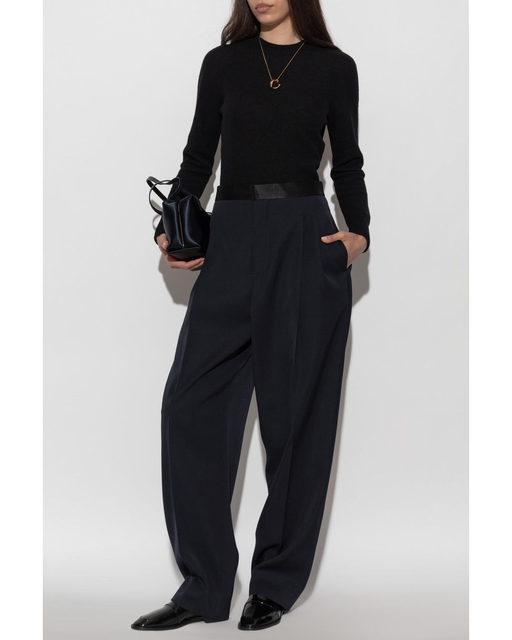 Jil Sander Black Wool Sweater With A Crew Neck