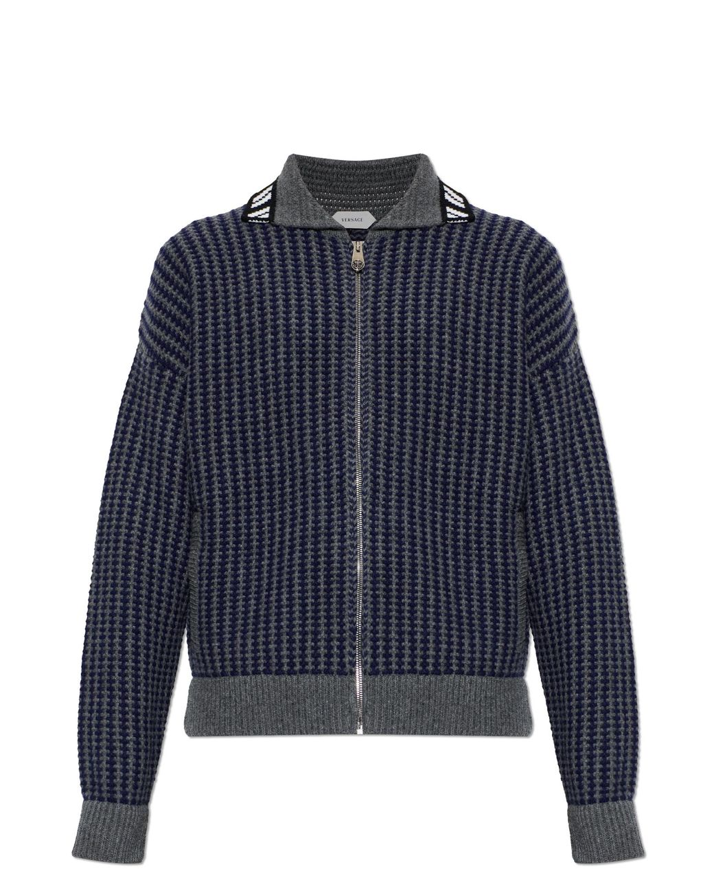 Versace Blue Wool Cardigan for men