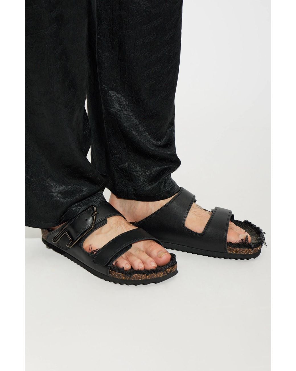 DIESEL Black "D-Woodstock" Slides for men