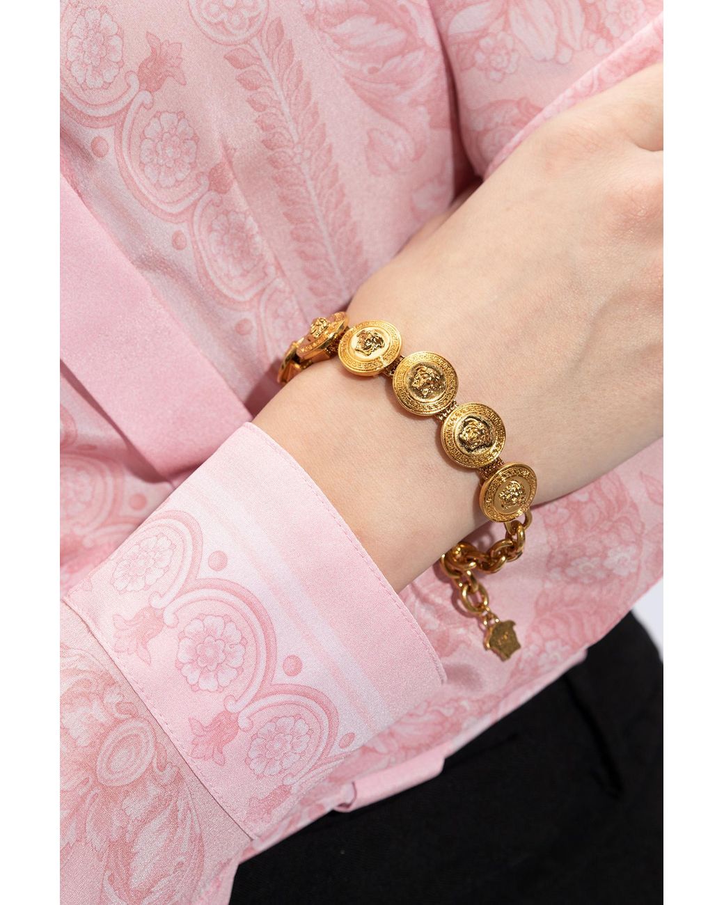 Versace Metallic Bracelet With Medusa Face