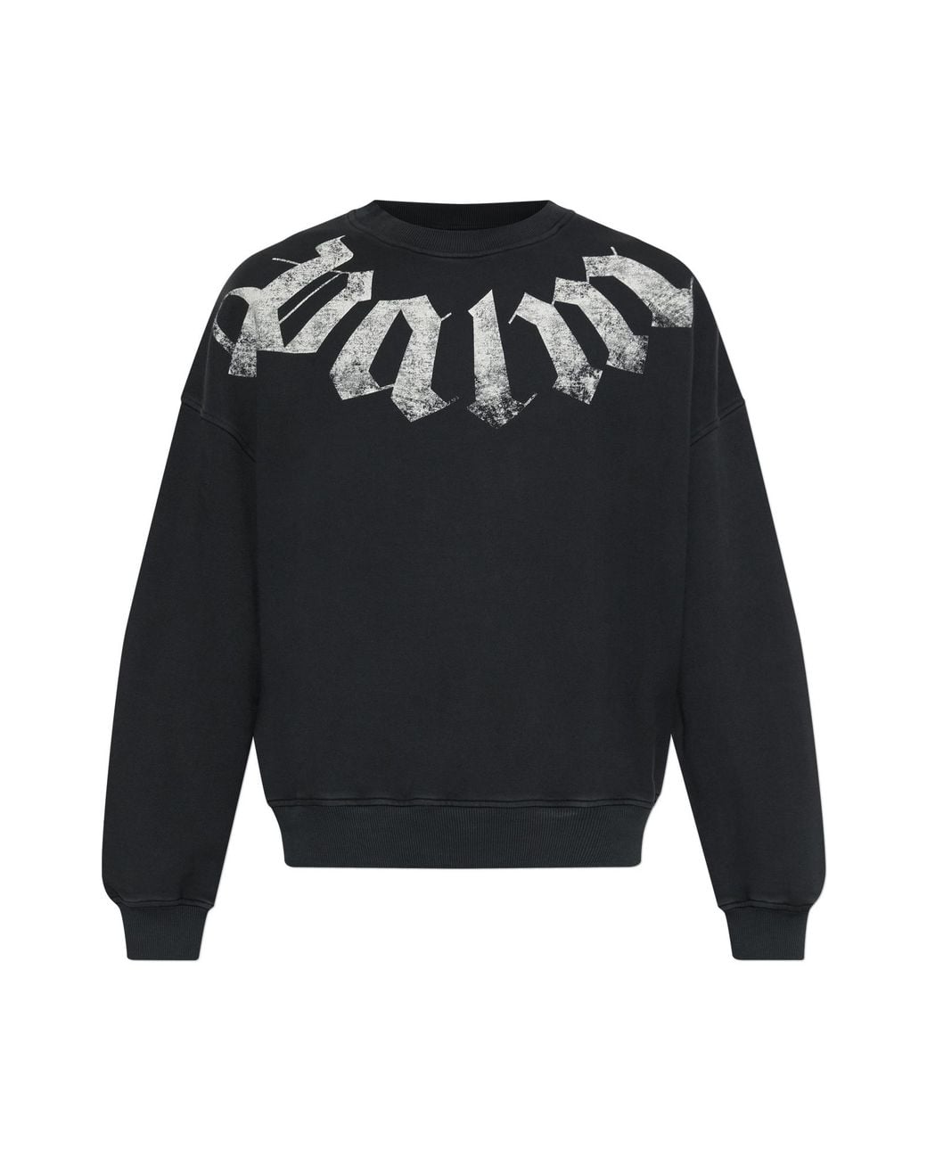 Palm Angels Black Cotton Sweatshirt With Print for men