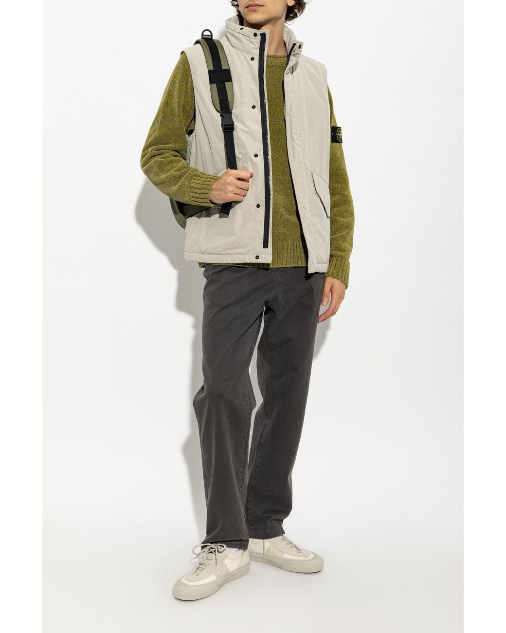 Stone Island Natural Insulated Vest With A Stand-Up Collar for men