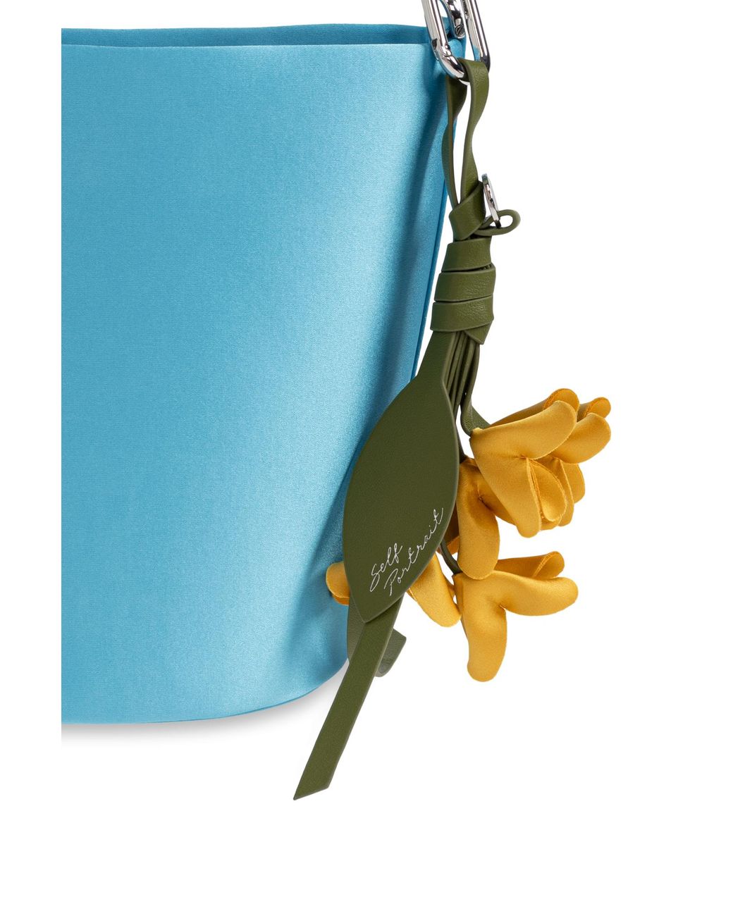 Self-Portrait Blue Satin Bag With Keychain