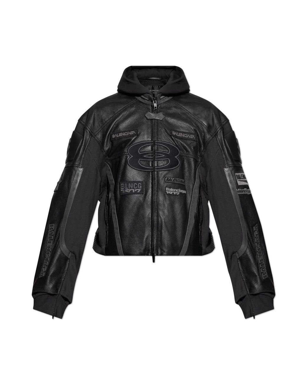 Balenciaga Leather Jacket With Hood in Black for Men | Lyst UK
