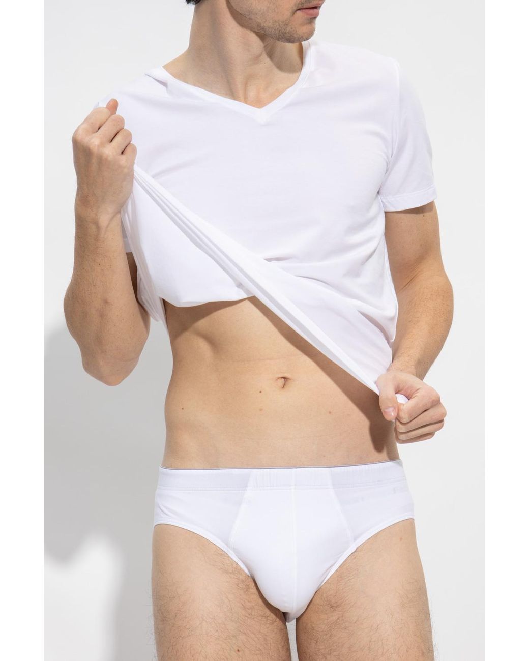 Hanro White Cotton Briefs for men