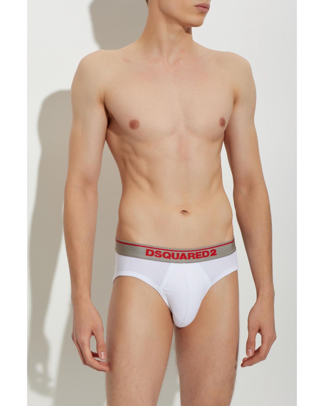DSquared² White Logo Briefs for men
