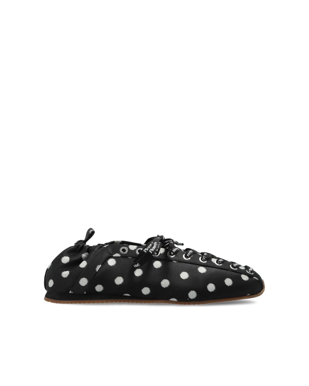Ganni Black Lace-Up Ballerinas