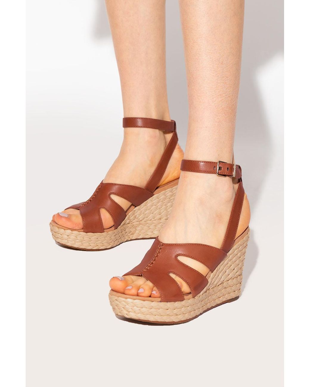 UGG 'careena' Wedge Sandals in Brown | Lyst