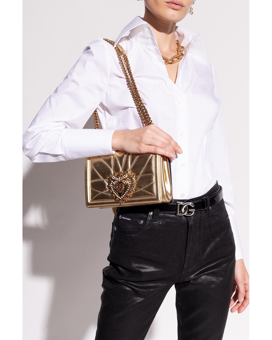 Dolce & Gabbana Medium Devotion Bag in Metallic | Lyst
