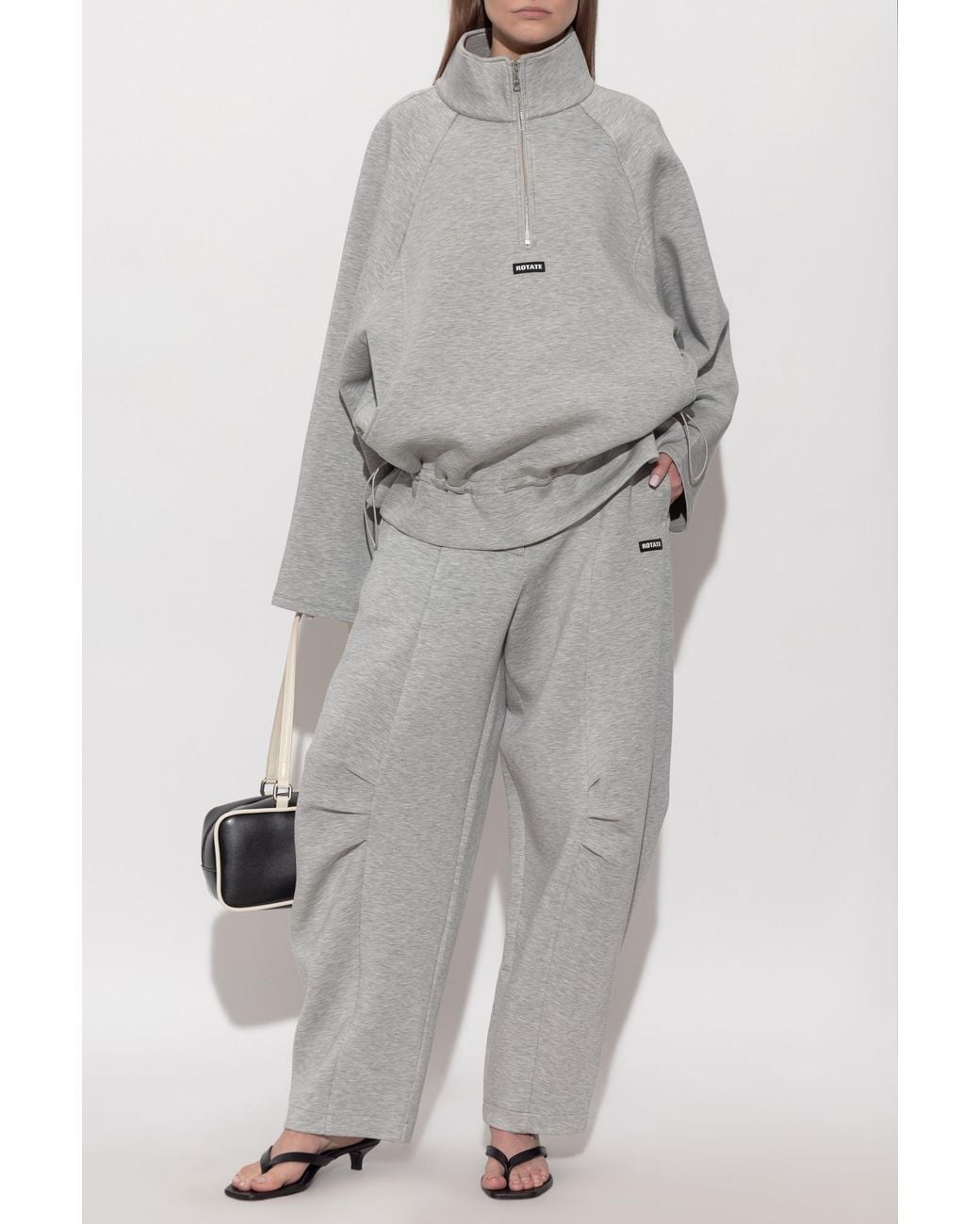 ROTATE BIRGER CHRISTENSEN Gray Sweatshirt With Logo Patch