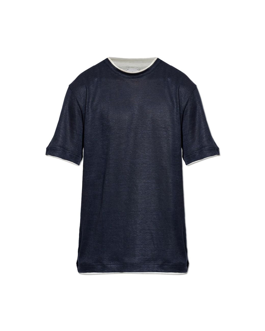 Eleventy Blue Linen T-Shirt With A Round Neckline for men
