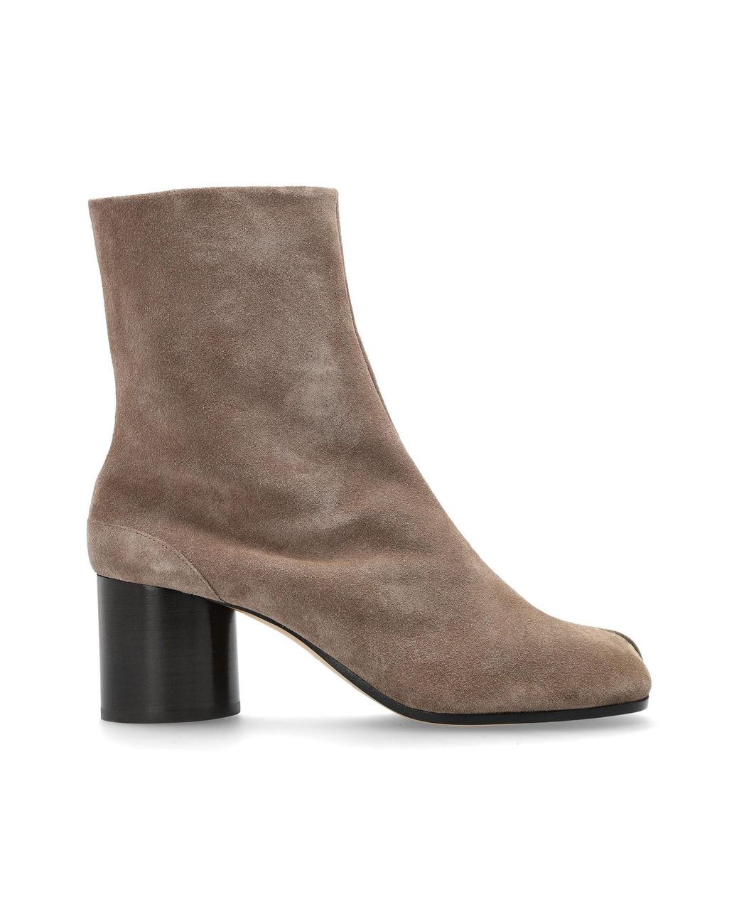 Maison Margiela Brown Suede Heeled Ankle Boots With 'Tabi' Cut-Out